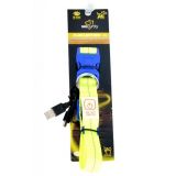 Obojok DUVO+ LED Svietiaci dog neónový žltý nylon 40-55cm/ 2,5 cm