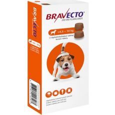 Bravecto Dog S 250 mg žuvacie tablety pre malé psy ( od 4,5 do 10 kg ) 2 x 1 tbl.